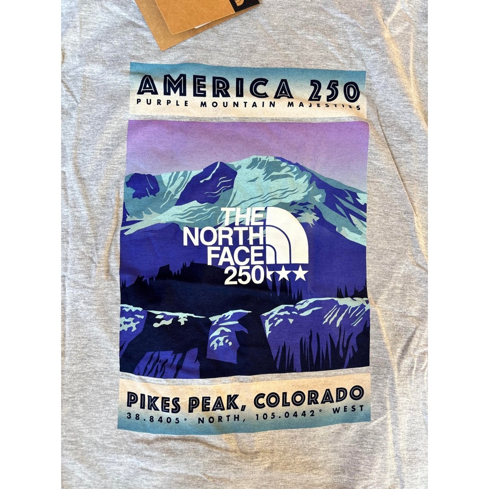 The North Face America 250 Pikes Peak Colorado Relaxed Tee Grey Size Medium - Picture 2 of 5